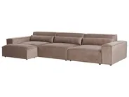 Modular Sofa 3 Seater HELLNAR with Ottoman Fabric Light Brown_912268