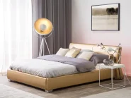 Bett mit LED Echtleder PARIS 160 x 200 cm LED Gold_753456