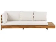 Garten Ecksofa 5-Sitzer MARETTIMO zertifiziertes Akazienholz Cremeweiß rechtsseitig_834020