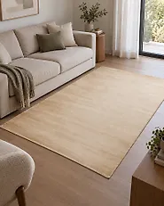 Rug GESI Beige 160 x 230 cm Viscose_1178659