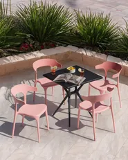 Set of 4 Garden Chairs GUBBIO Pink_984536