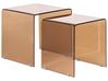 Beistelltisch 2er Set KENDALL Sicherheitsglas Braun