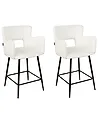 Set mit 2 Barstühlen SANILAC Samtstoff Weiß