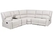 Ecksofa manuell verstellbar 5-Sitzer ROKKE Stoff Cremeweiß Hellbeige linksseitig_1105412