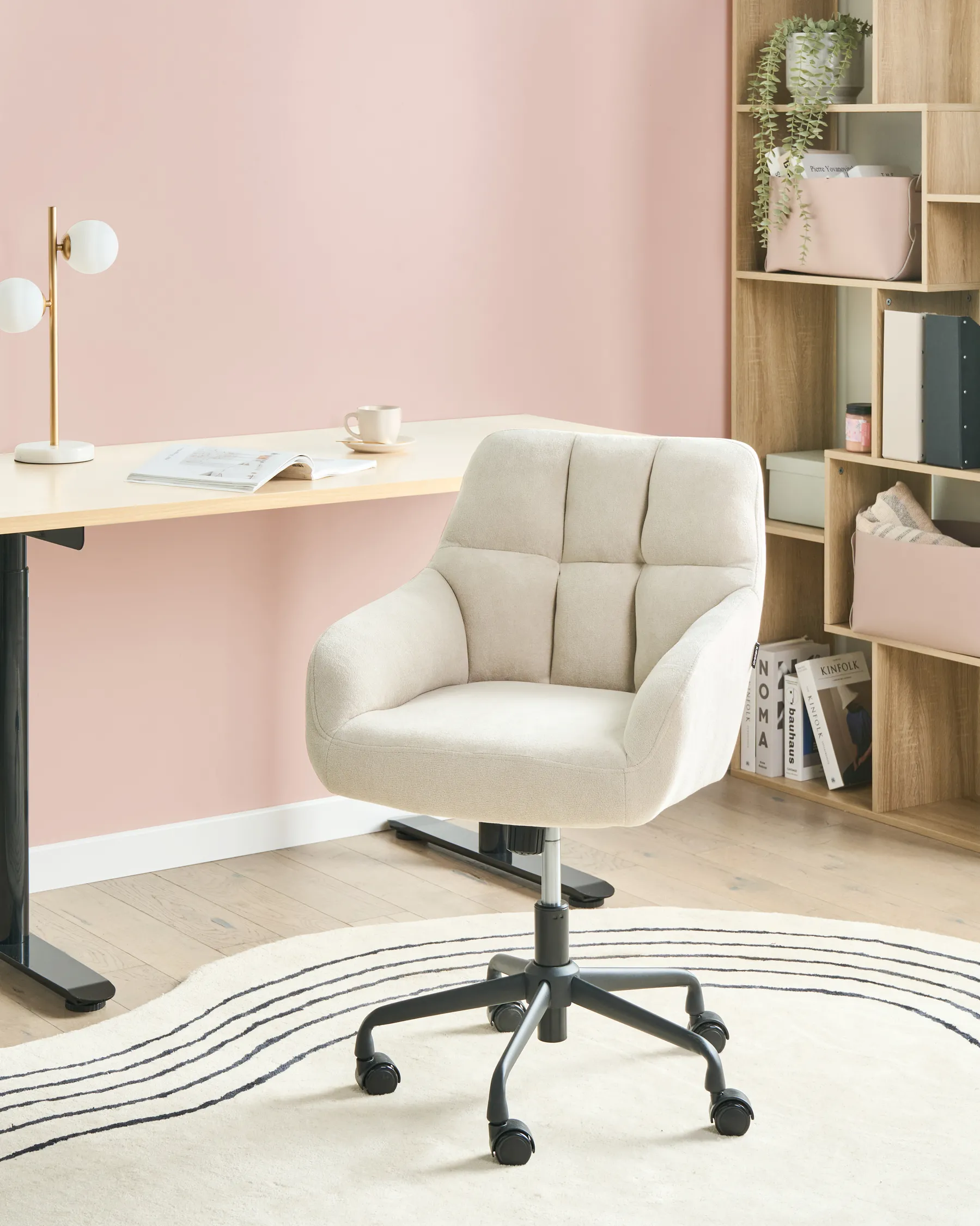 Desk Chair PALMDALE Velvet Light Beige_1010234