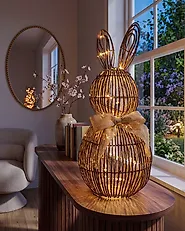 LED Dekoration Kaninchen NAUVO Polyrattan Braun_1182528