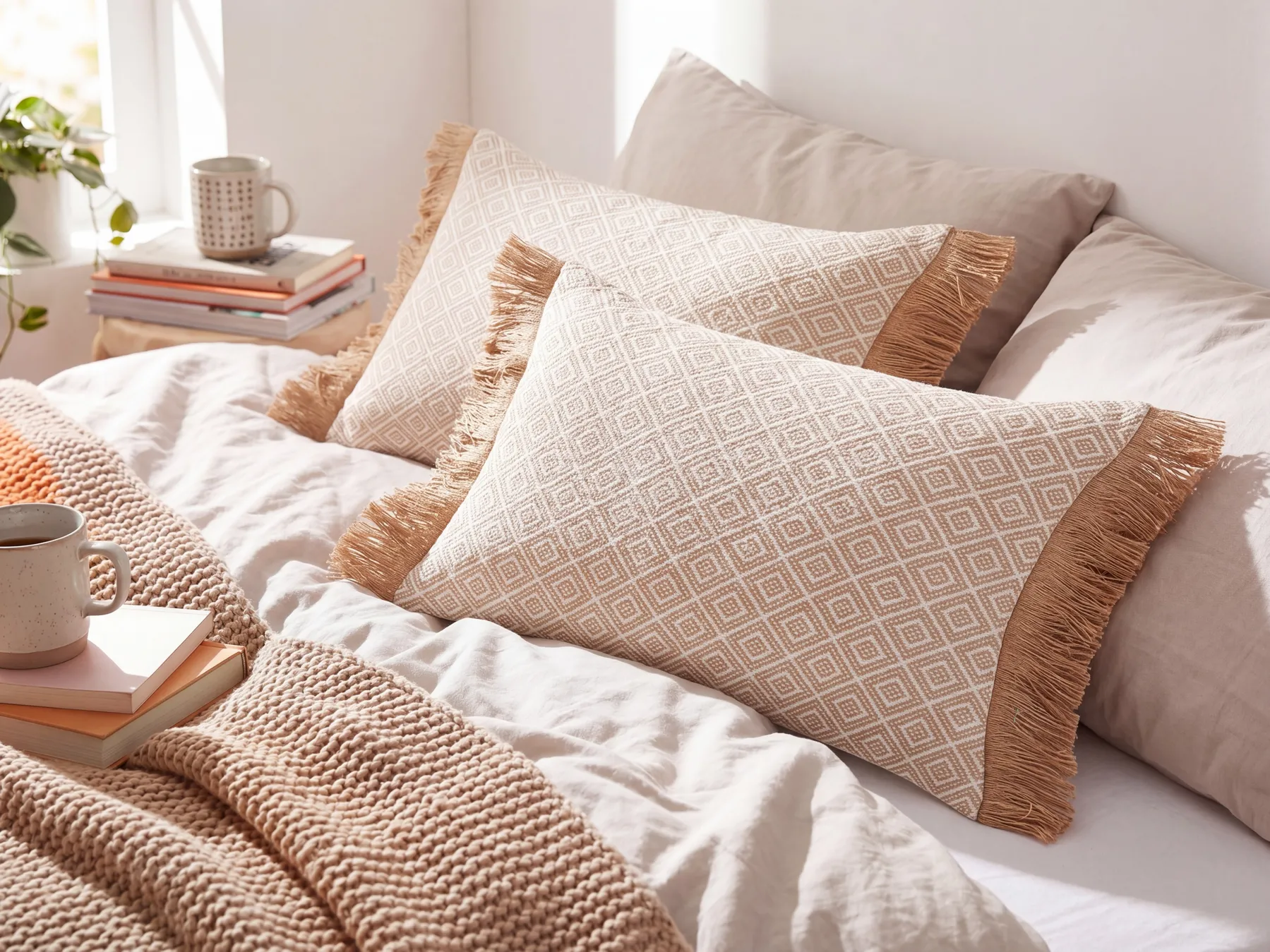 Dekokissen 2er Set BOATH 30 x 50 cm Beige Ohne Muster_855312