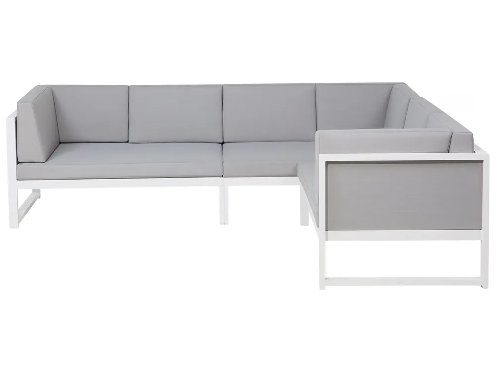 Garden Corner Sofa with Table 6 Seater CASTELLA Metal Grey Left Hand_555198