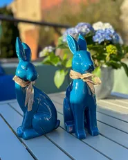 Dekofigur Kaninchen JAMBLES Keramik Blau_976544