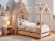 Kinderbett mit Ausziehbett Kiefernholz CRILLON 90 x 200 cm Hellbraun_1175102