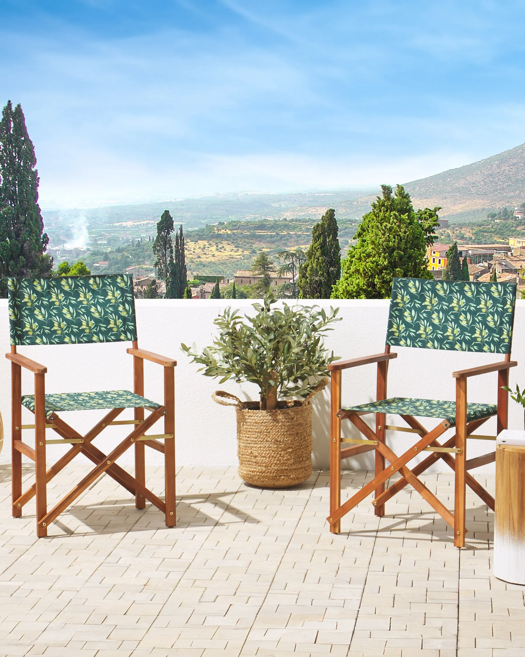 Set of 2 Garden Chairs CINE Acacia Wood Dark Green_819081
