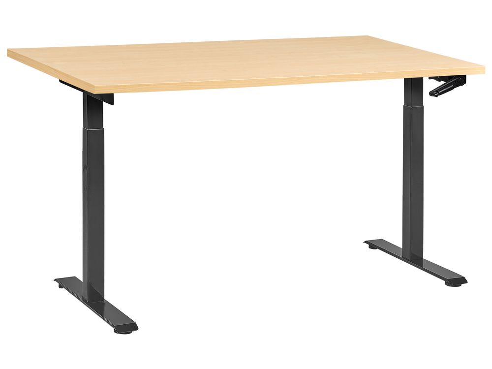 Ročno nastavljiva delovna miza DESTINES 160 cm 72 cm črna/svetlo rjava