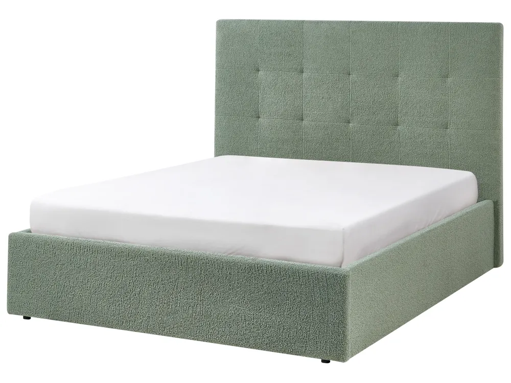 Ottoman Bed LORIENT Boucle Green 140 x 200 cm (EU Double)_1040287
