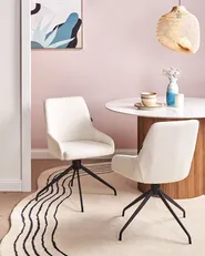 Set of 2 Dining Chairs Swivel JENNER Fabric Off-White_992979