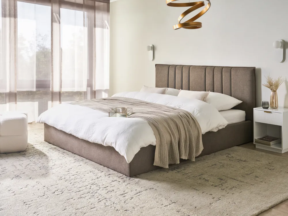 Ottoman Bed TARASCON Fabric Taupe 180 x 200 cm (EU Super King)