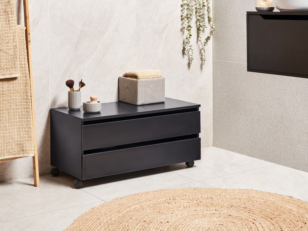 Badkamermeubel TERESINA met wielen 80 cm Zwart