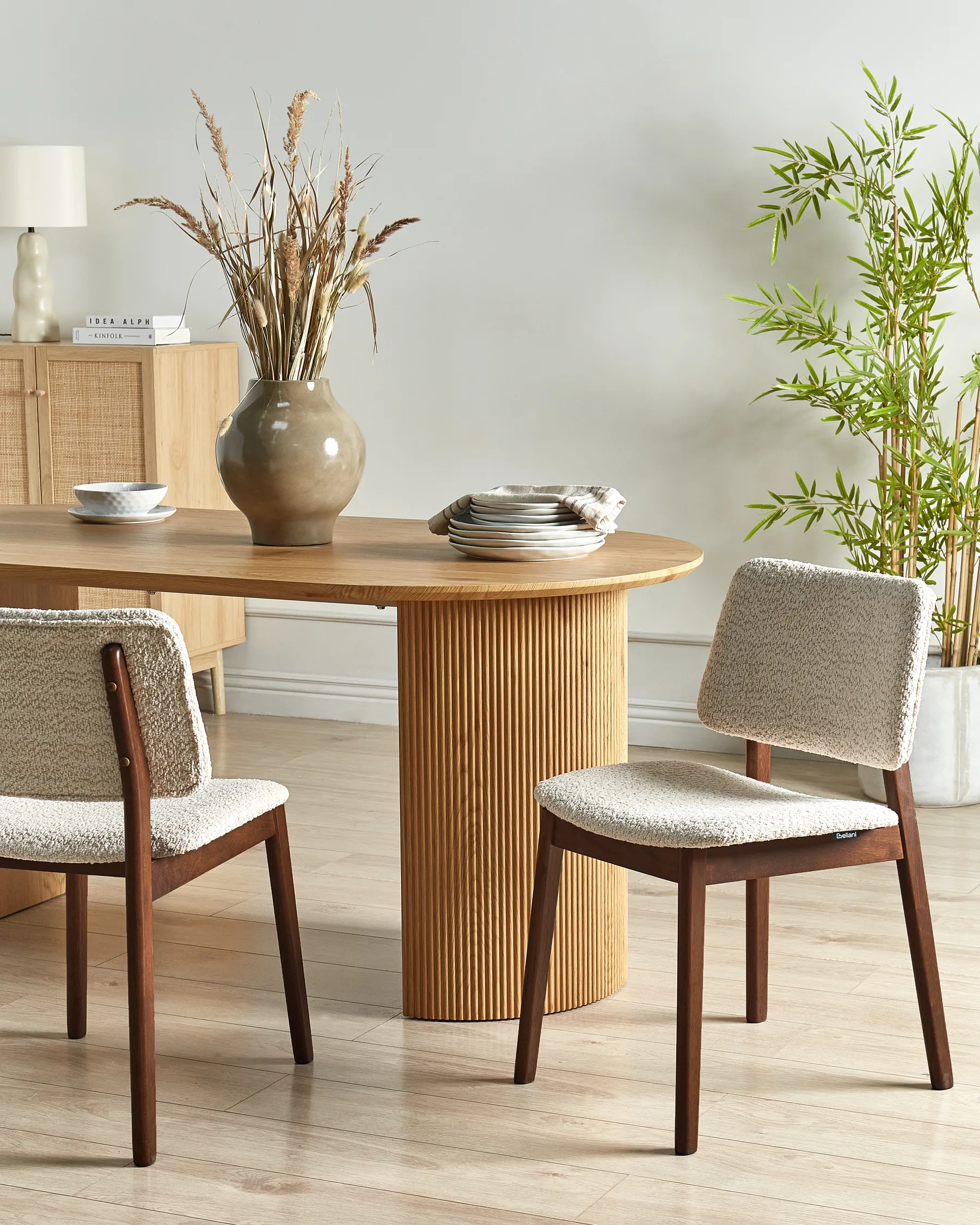 Esszimmerstuhl 2er Set BLANE Holz Dunkelbraun / Beige_945406