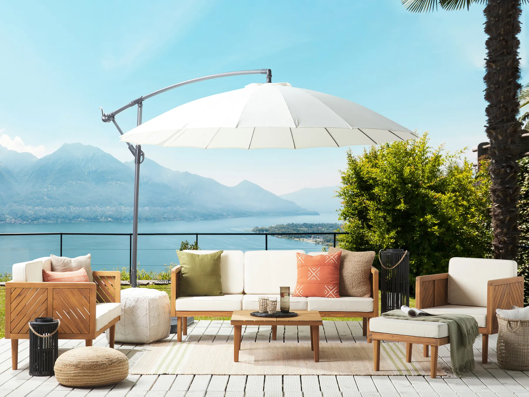 Garden Lounge Set with Table and Ottoman 6 Seater BARATTI Acacia Wood Brown_830563