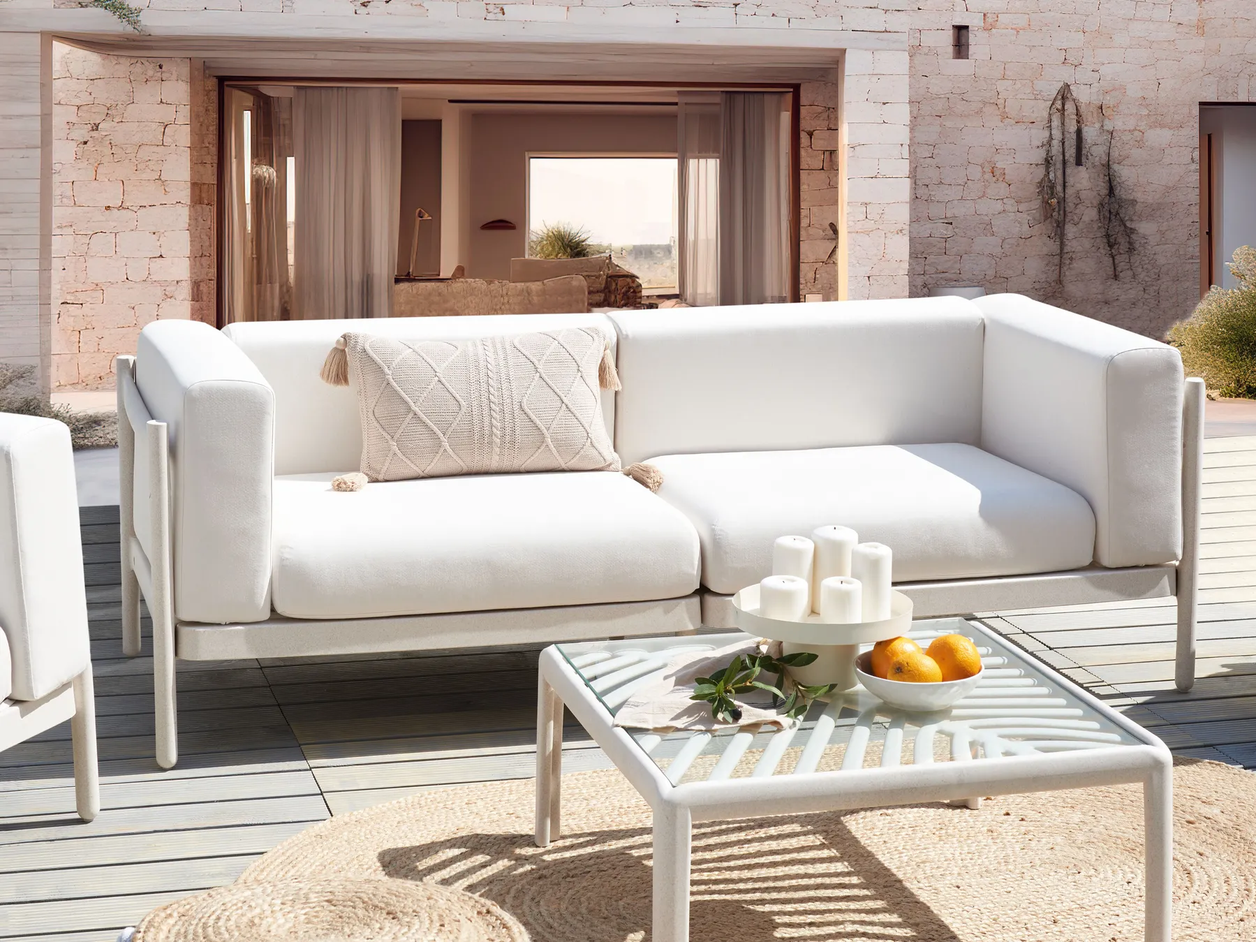 Gartensofa 2-Sitzer FERRETTI Hellbeige_931327