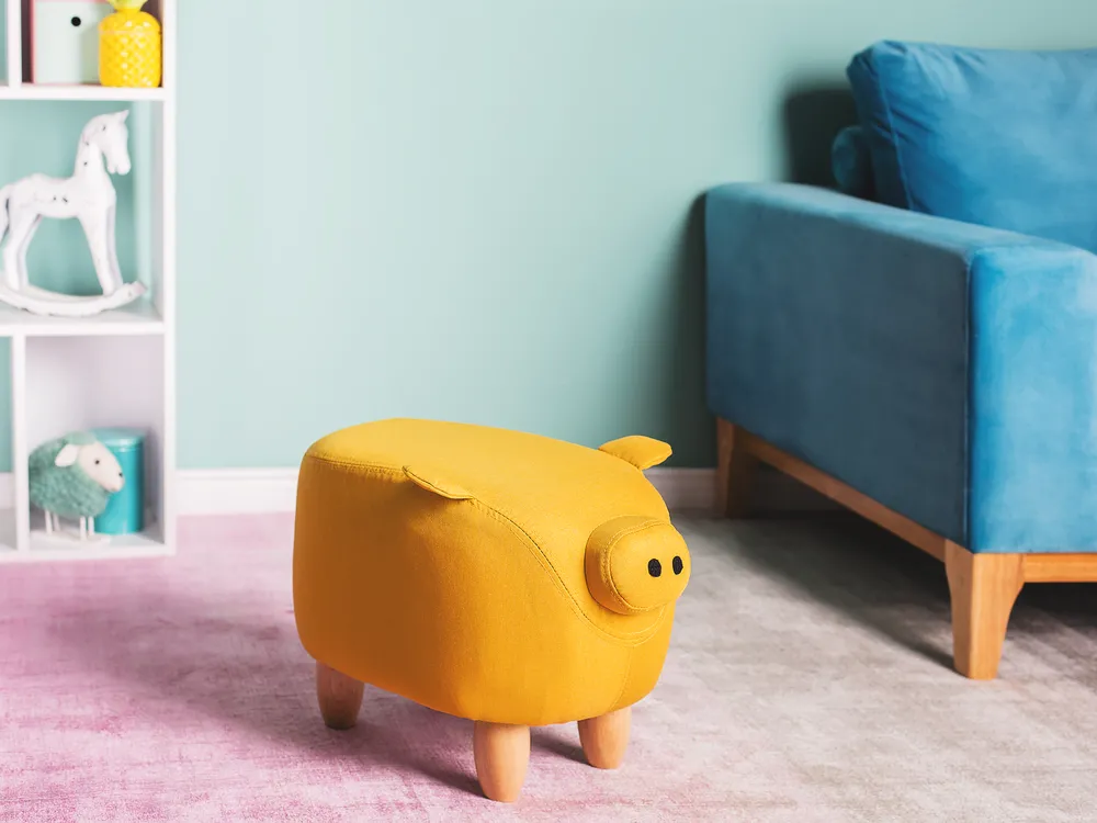 Tierhocker PIGGY Schwein Stoff Gelb