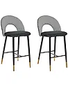 Set mit 2 Barstühlen FALTON Samtstoff Schwarz / Weiß