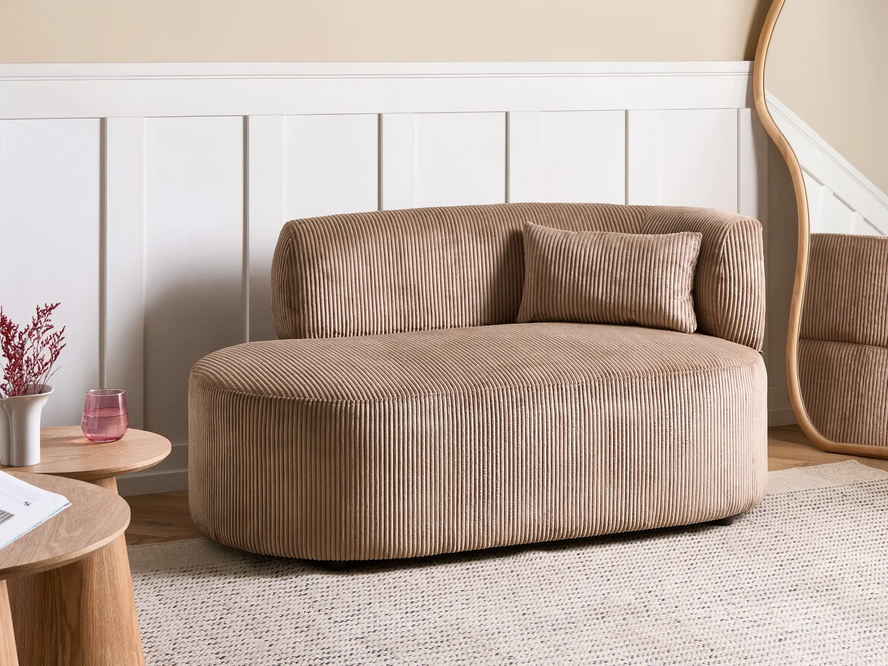 Right-Hand Chaise Longue VANVEY Corduroy Dark Beige_1065779