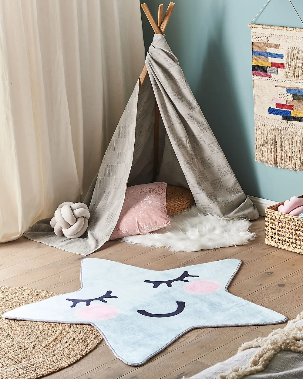 Kinderteppich SIRIUS Hellblau 120 x 120 cm_1183487