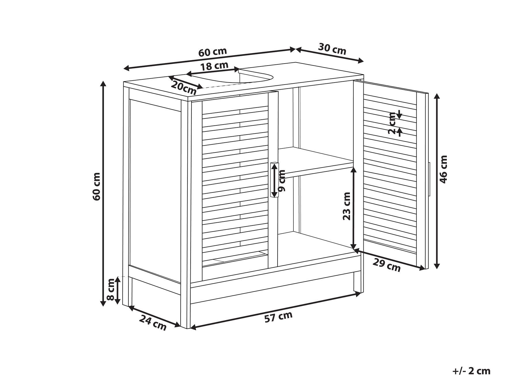 Waschbeckenunterschrank MISSOULA 60 cm Bambus Schwarz_1032189