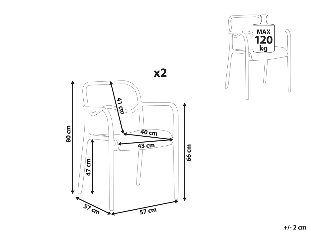 Gartenstuhl 2er Set THASOS Kunststoff Grün_1045565