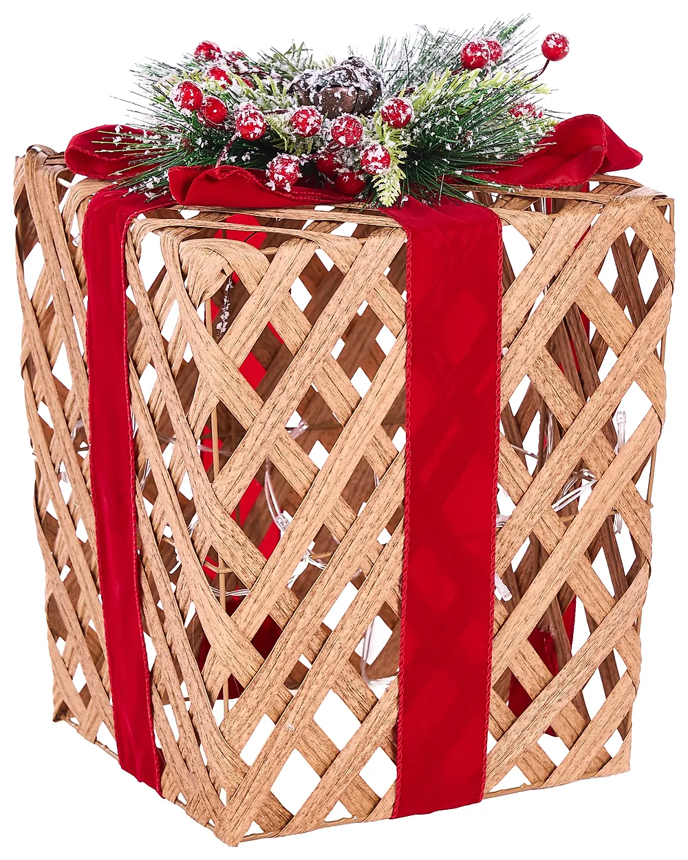 Weihnachtsdekoration 3er Set LED VELKUA 38/25/20 cm Weihnachtsgeschenke Braun_1179313