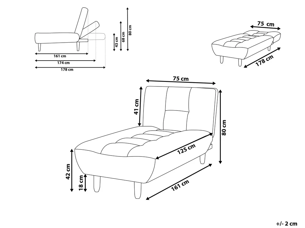 Chaiselongue ALSTEN Stoff Schwarz_922042
