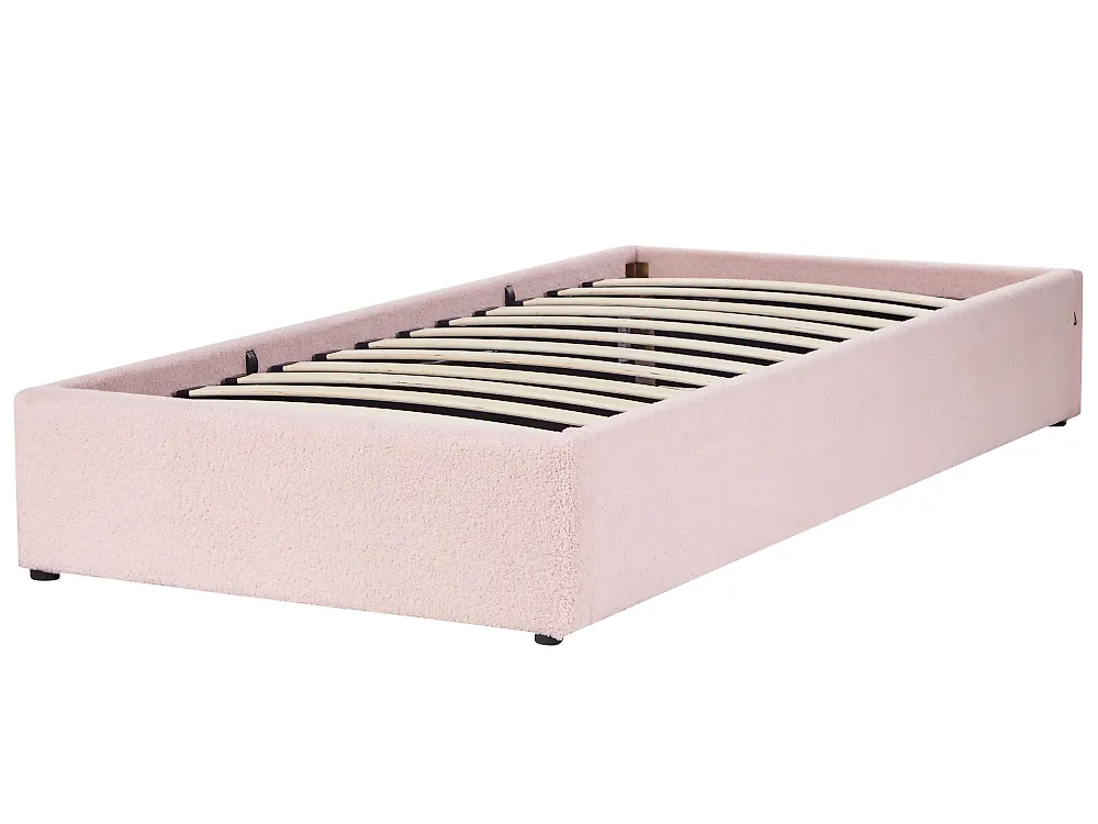Ottoman Bed without Headboard DINAN Boucle Pastel Pink 90 x 200 cm (EU Single)_903661