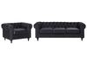 Sofa Set 4-Sitzer CHESTERFIELD Samtstoff Schwarz