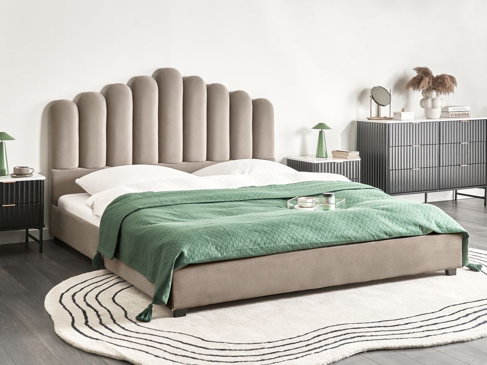 Bett mit Lattenrost Samtstoff VINCENNES 180 x 200 cm Taupe