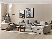 Living Room Set 5 Seater ALLA Fabric Taupe_1187924