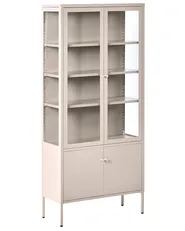 Glass Display Cabinet OXTED 80 cm Metal Beige_1069009