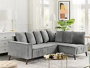 Ecksofa GRENA Samtstoff Hellgrau linksseitig_1179048