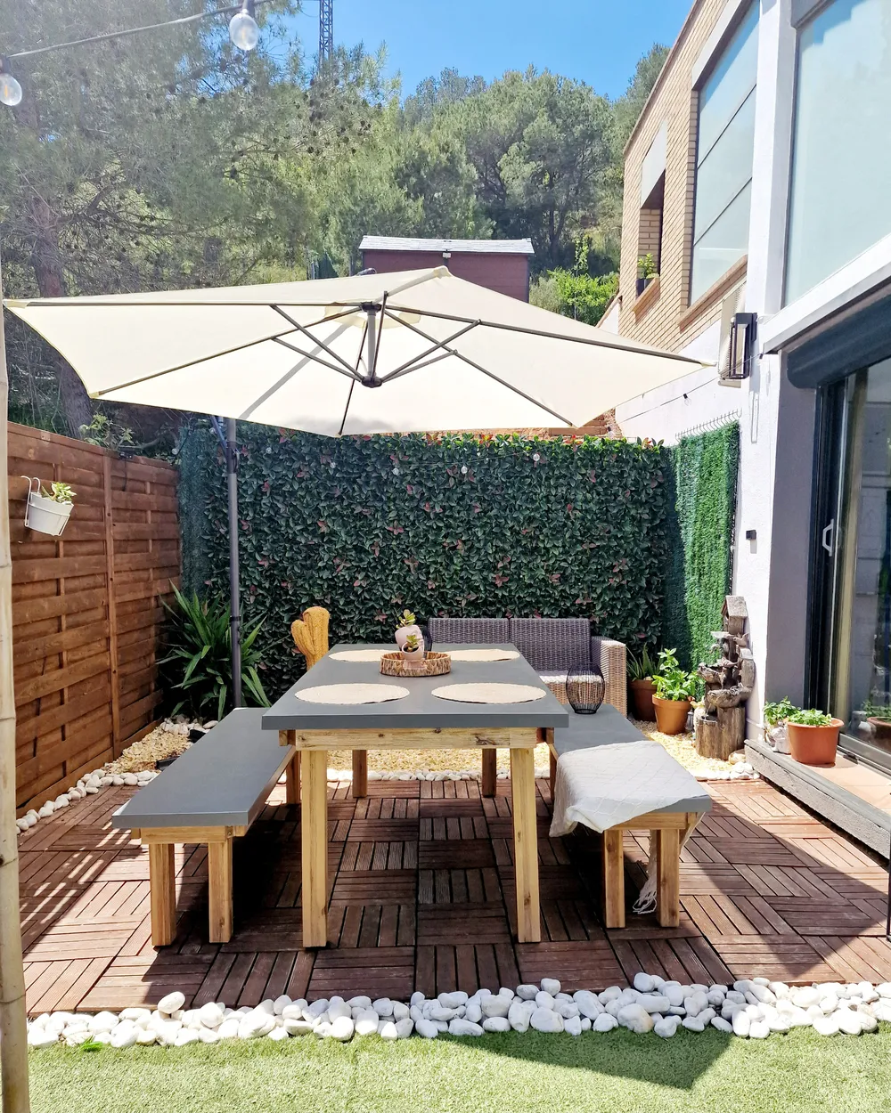 Gartenmöbel Set mit Bänken 6-Sitzer OSTUNI Beton Grau_989098
