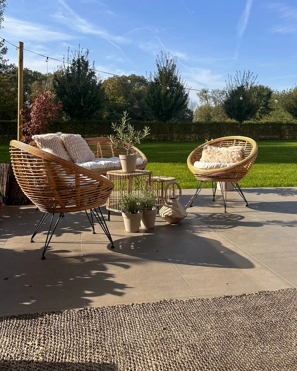 Gartensofa Set 4-Sitzer MARATEA Rattan Naturfarben_989102