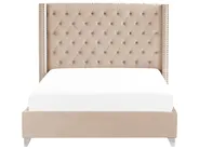 Bett mit Lattenrost Samtstoff LUBBON 180 x 200 cm Beige_772917