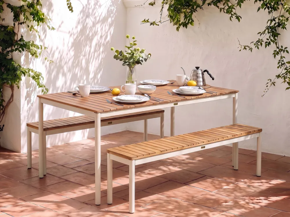 Gartenbänke 2er Set CORRICELLA 32 cm Akazienholz Braun