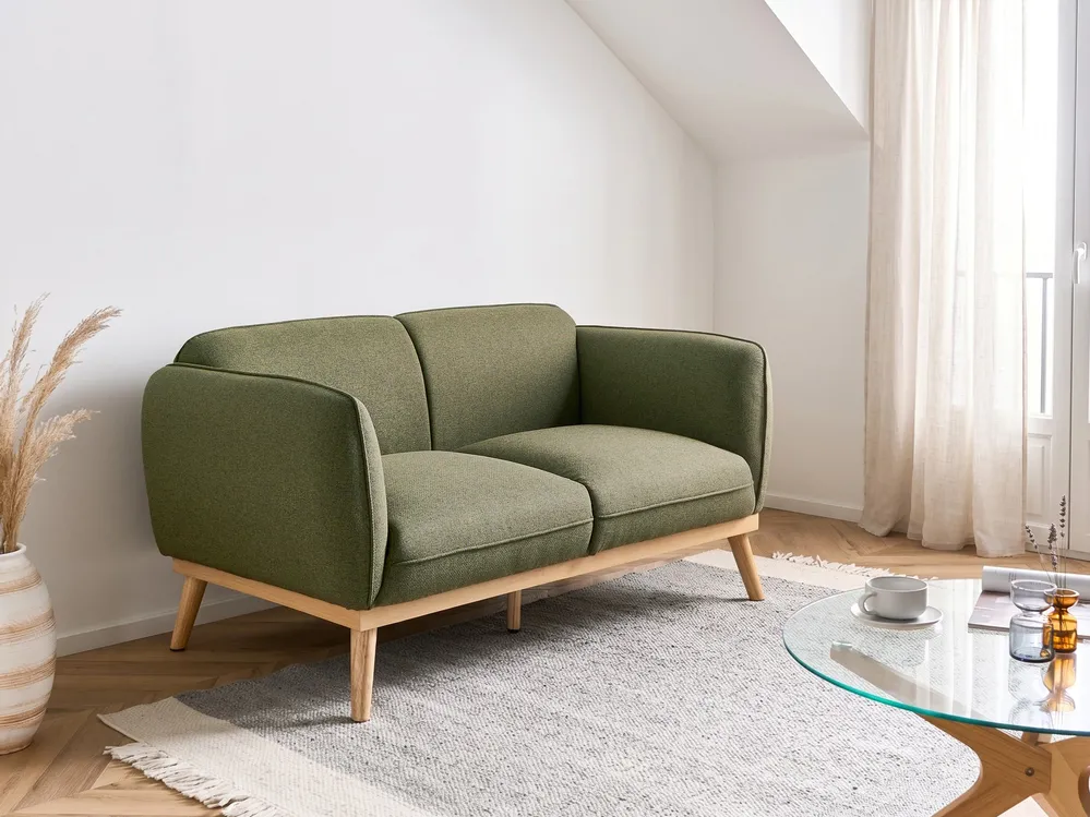 Living Room Set 5 Seater LJUNG Fabric Olive Green_1082423