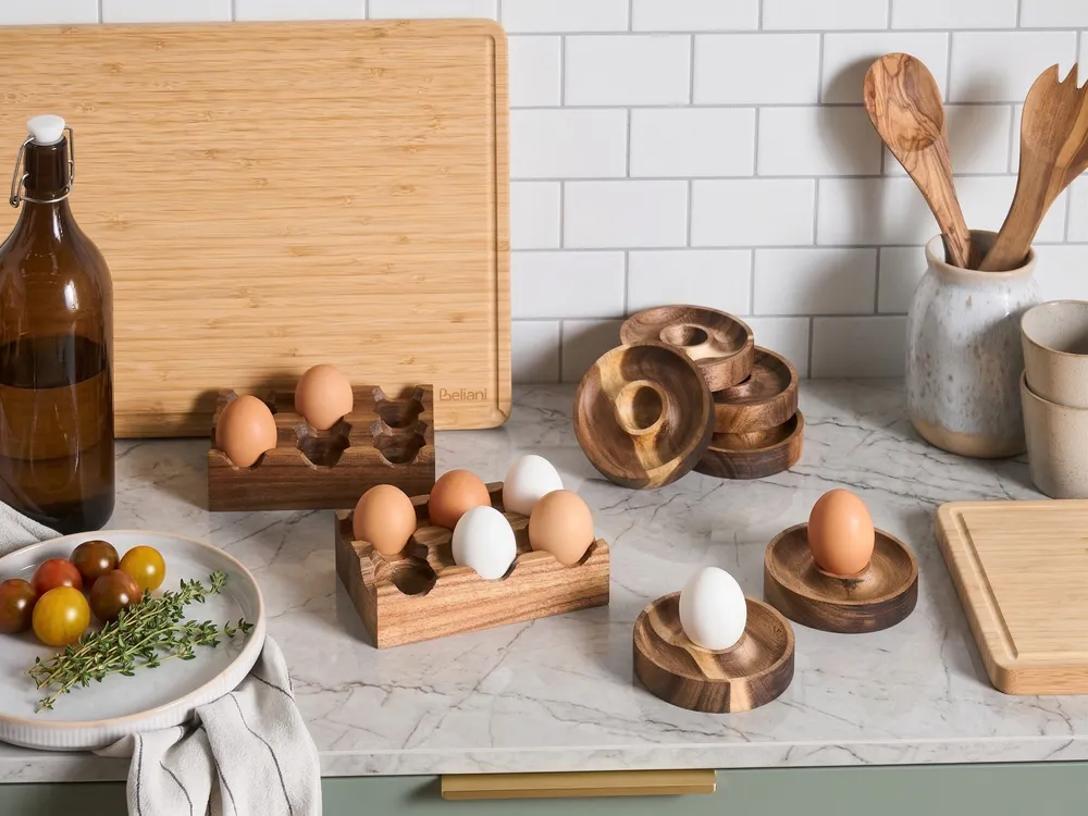 Eier-Servierset 8-teilig FOURNIL Akazienholz Braun