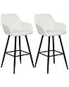 Set mit 2 Barstühlen CASMALIA Samtstoff Cremeweiß