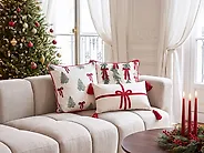 Set van 3 sierkussens XAVIA 30 x 50 cm 45 x 45 cm Wit kerstmotief_1164594