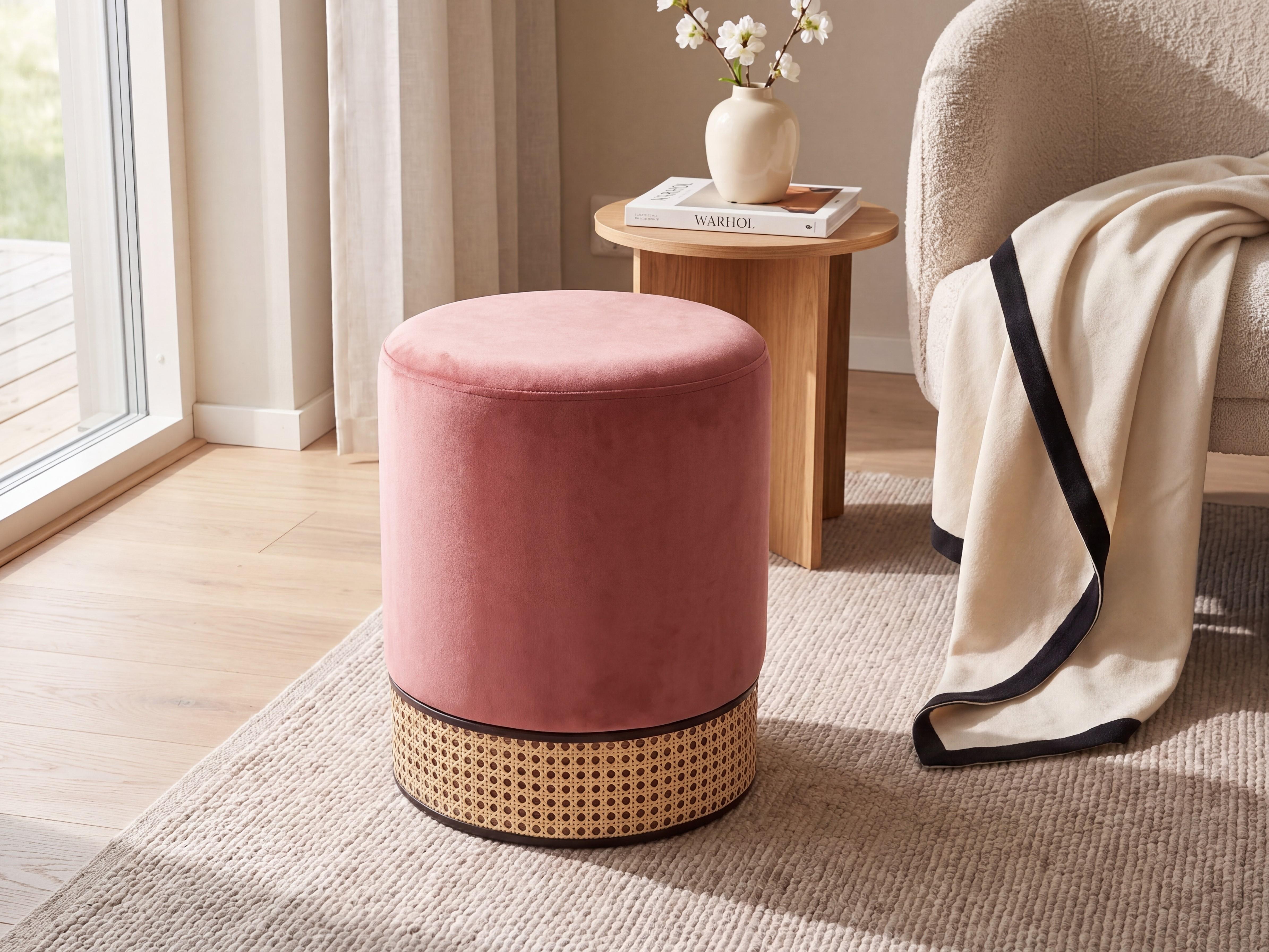 Pouf YANKTON Samtstoff Rosa