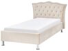 Bett mit Lattenrost Samtstoff METZ 90 x 200 cm Beige