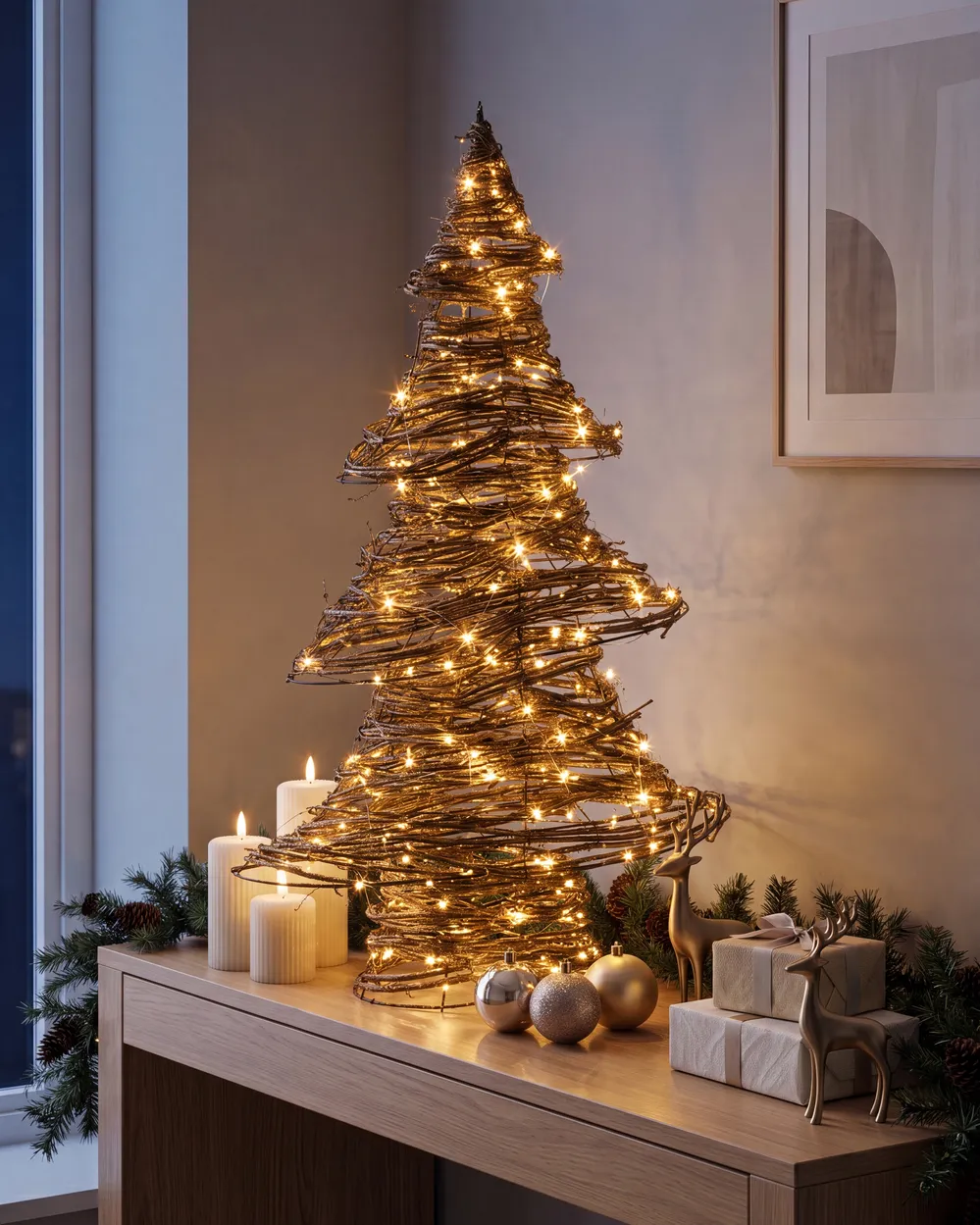 Weihnachtsdekoration LED FURESO 60 cm Weihnachtsbaum Naturfarben_1144699