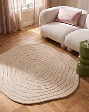 Vloerkleed ANKARAE Beige ø 160 cm Wol_1131652