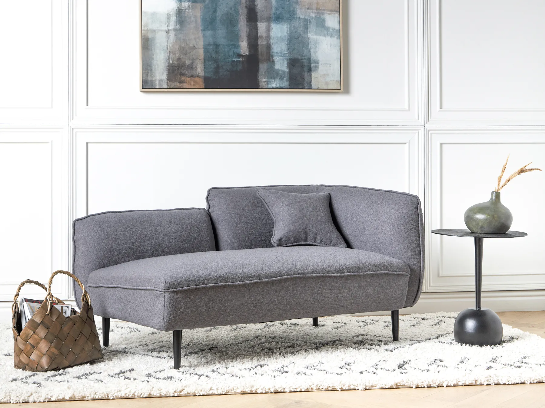 Rechtsseitige Chaiselongue CHEVANNES Bouclé Dunkelgrau_895417